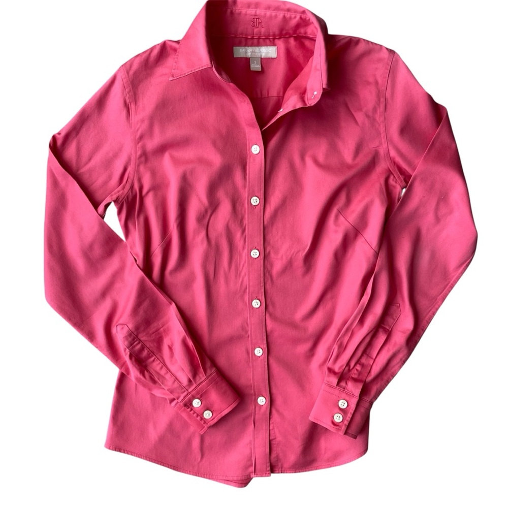 Banana Republic Fitted Blouse Cotton Non-iron Coral Size 2